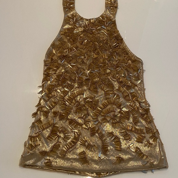 Ralph Lauren Gold Embellished Halter Blouse - Picture 4 of 6
